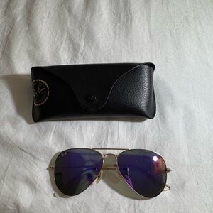Ray-Ban Gold Frame with Purple Lenses Sunglasses